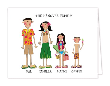 Personalized Character Family Folded Note Card