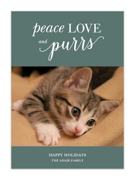 Peace Love and Purrs Holiday Photo Card