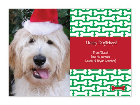 Dog Bone Holiday Flat Photo Card