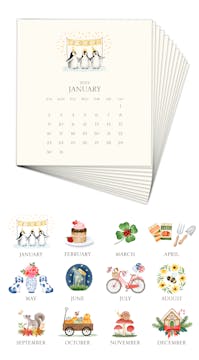 Hand-sparkled 2022 Desk Calendar Refill