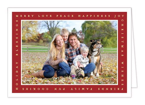 Holiday Favorites Frame Foil Pressed Folded Holiday Photo Card