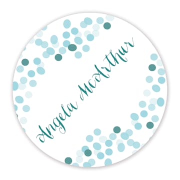 Teal Confetti Round Gift Sticker