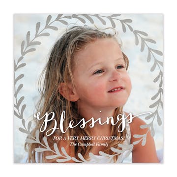 Wreath Foil Pressed Holiday Flat Photo Card