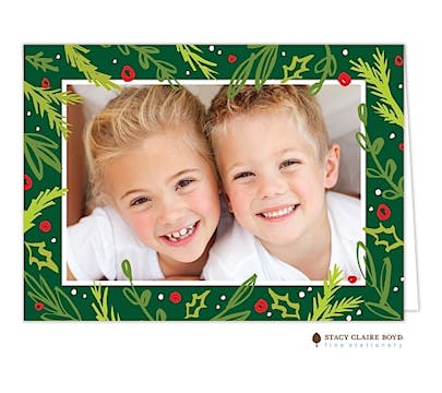 Joyful Boughs Print & Apply Folded Holiday Photo Card