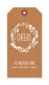Brown Cheers Hanging Gift Tag with Digital Photo