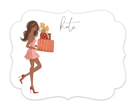 Holiday Girl with Gifts Multicultural Flat Note 