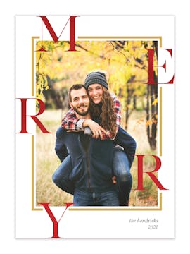 Foil Abstract Merry Foil Pressed Holiday Photo Card