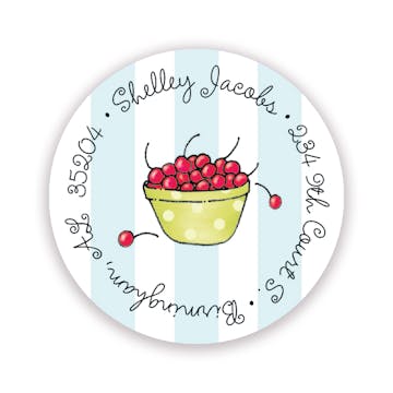 Tiny Bowl of Cherries Round Address Sticky