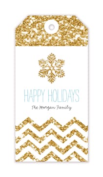 Glittery Chevron Snowflake Hanging Gift Tag with Digital Photo