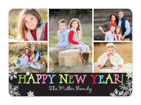 Scattered Snowflake New Year Holiday Flat Photo Card