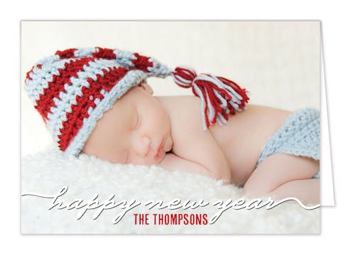 New Year Script Holiday Folded Photo Card