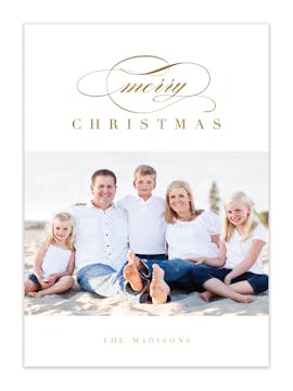 Modern Christmas Foil Pressed Holiday Photo Card