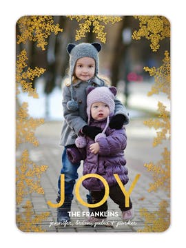 Lovely Flakes Foil Pressed Holiday Flat Photo Card