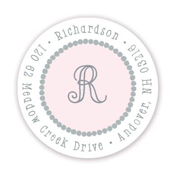 Dotted Border Silver And Pink Round Return Address Sticker