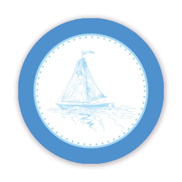 Oxford Blue Stripe Round Envelope Seal - Boat