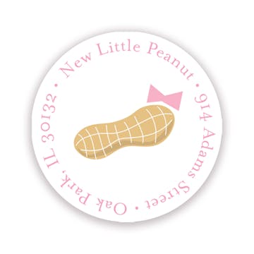 Our Little Peanut Pink Round Address Sticky