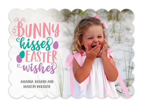 Bunny Kisses Easter Wishes (Horizontal) Photo Card