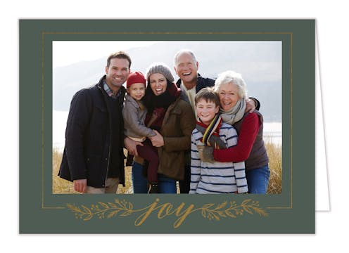 Framed in Joy Foil pressed Folded Print & Apply Holiday Photo Card