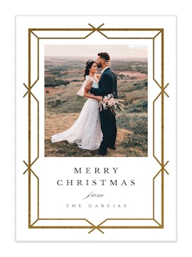 Bamboo Frame Foil Pressed Holiday Photo Card