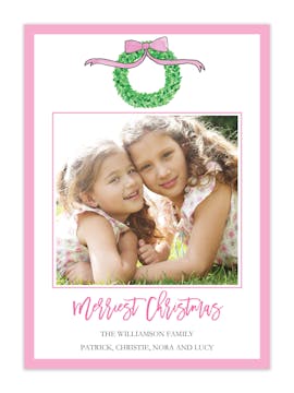 Pink Christmas Holiday Photo Card