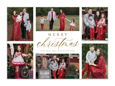Golden Christmas Foil Pressed Holiday Photo Card 