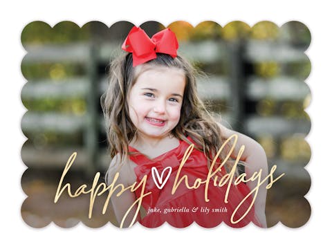 Happy Holidays Heart Holiday Photo Card 