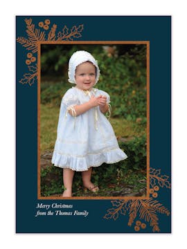 Foiled Sprigs Holiday Photo Card