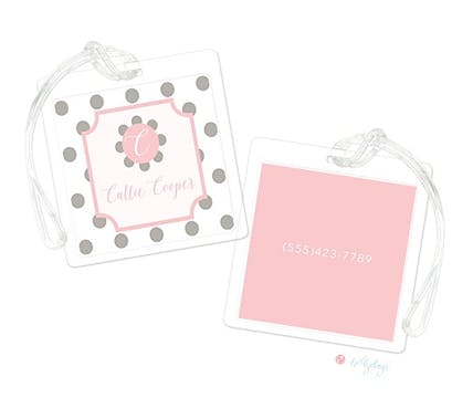 Dots Grey on Pink Luggage Tag