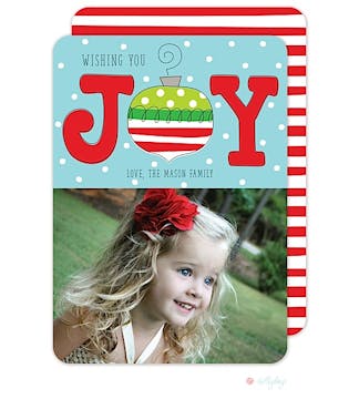 Joy Ornament Holiday Flat Photo Card