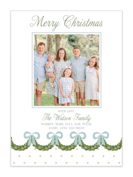 Garland Christmas Blue Holiday Photo Card