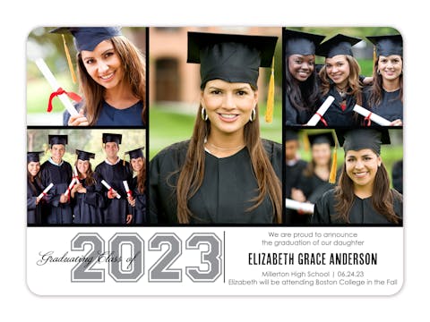 Grad Collegiate Collage White Photo Card
