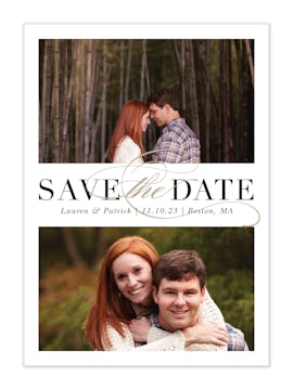 Formal Duo White Save The Date Photo Card
