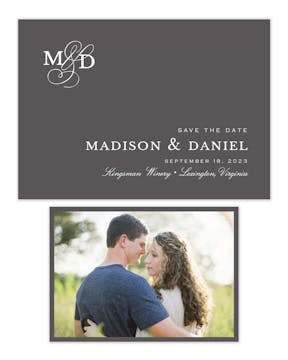 Modern Monogram Charcoal Save The Date Photo Card