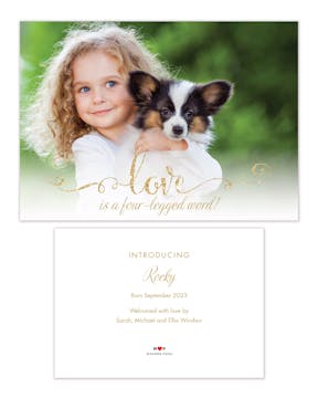 Foil Love/Four-Legged Word Pet Adoption Photo Announcement