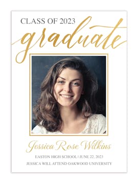 Gold Frame Graduate Photo Announcement