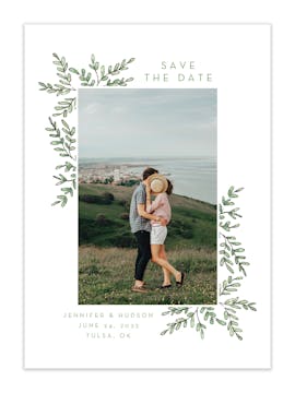Greenery Frame Photo Save the Date 