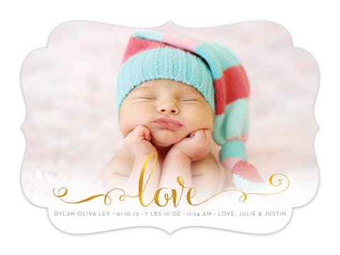 Glowing Love Baby Photo Birth Announcement