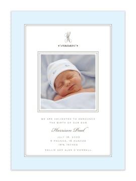 Lovely Baby Blue Boy Photo Birth Announcement