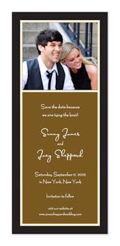 Classic White Border On Black & Chocolate Flat Photo Save The Date Card