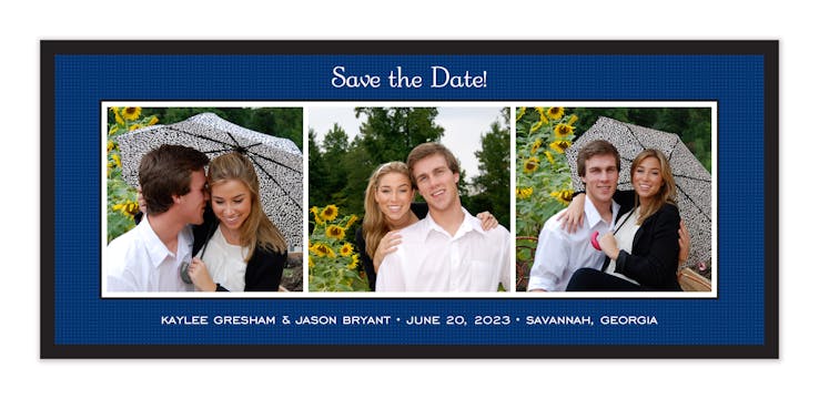 Linen Navy Flat Photo Save The Date Card