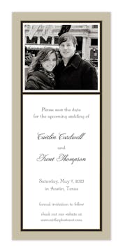 Classic Black Border On Taupe & White Flat Photo Save The Date Card