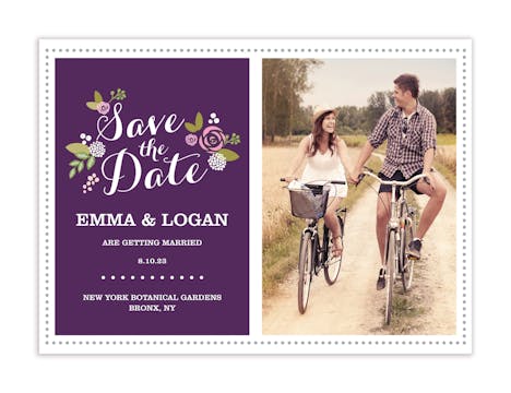 Floral Aubergine Photo Save The Date Magnet