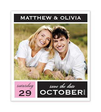 Color Block Photo Save The Date Magnet
