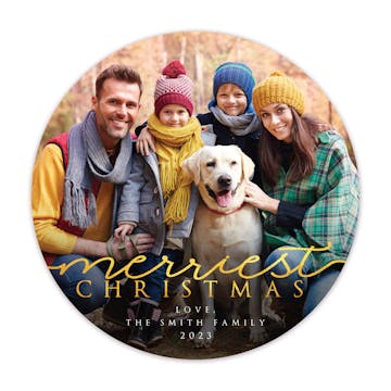 Merriest Christmas Round Holiday Photo Card