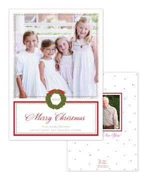 Foil Wreath Red Holiday Photo Card 