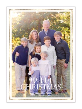 Foil Antique Beaded Border (vertical) Holiday Photo Card
