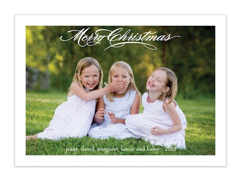 Fancy Script Merry Christmas Flat Holiday Photo Card