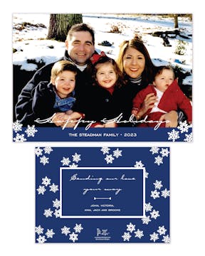 Snowflake Band Navy Flat Holiday Photo Card