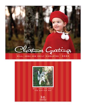 Striped Band Red Flat Holiday Photo Card