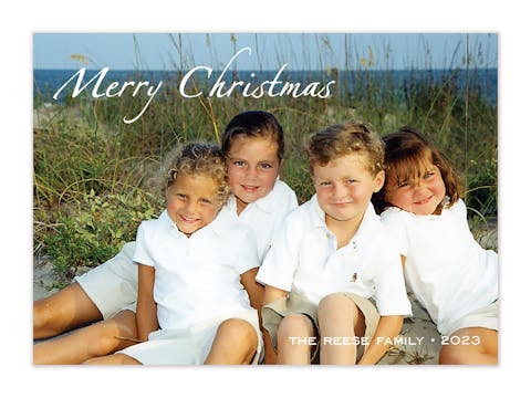 Classic Merry Christmas On Full Bleed Flat Photo Flat Photo Holiday Card